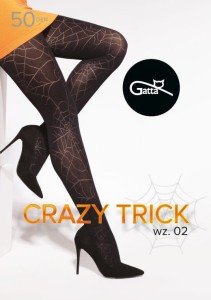 Gatta Rajstopy wzór pajęczyna plus size CRAZY TRICK W.02 50 DEN R.5 nero 