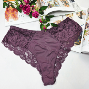 Brazyliany bawełniane z wysokim stanem plus size  Daga No.2 wrzosowy
