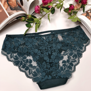 Brazyliany koronkowe bawełniane Nadine butelkowa zieleń