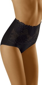 Wol-Bar Majtki wyszczuplające wysoki stan z koronką Kaja czarny