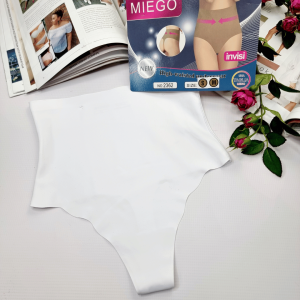 Stringi gładkie wyszczuplające bezszwowe z wysokim stanem Katerina No.4 biały