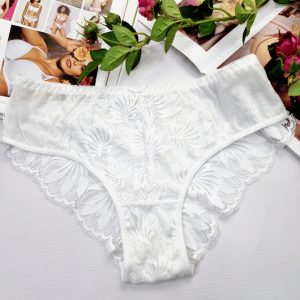 Brazyliany koronkowe z siateczką Cecylia biały