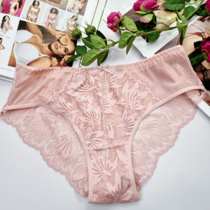 Brazyliany koronkowe z siateczką Cecylia pudrowy róż