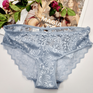 Brazyliany z transparentnej koronki Doris błękitny