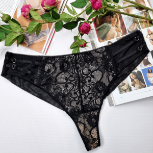 Brazyliany wysoki stan z ozdobnymi paseczkami siateczka Jessica czarno/beżowy