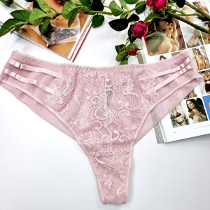 Brazyliany wysoki stan z ozdobnymi paseczkami siateczka Jessica pudrowy róż