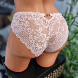 Brazyliany koronkowe ze złotymi wstawkami z tyłu Blanche różowy