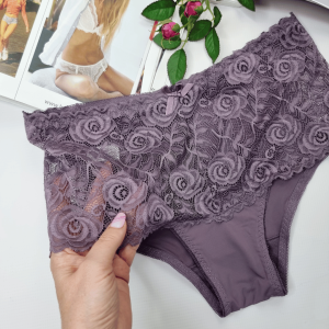 Majtki koronkowe wysoki stan plus size Greta wrzosowy