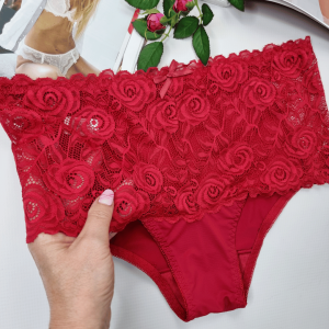 Majtki koronkowe wysoki stan plus size Greta bordowy