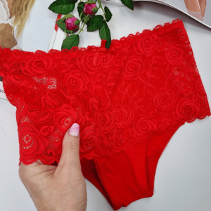 Majtki koronkowe wysoki stan plus size Greta czerwony