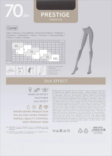 Conte Rajstopy z efektem delikatnego jedwabiu PRESTIGE SILK EFFECT 70 DEN R.2-4 bronz 7