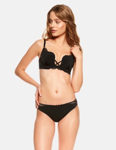 Esotiq Biustonosz gładki push-up DELIS 36121 czarny 2