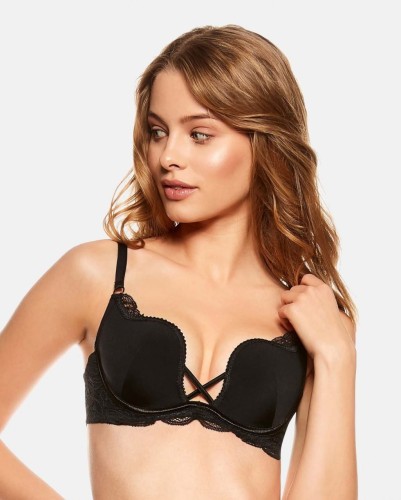 Esotiq Biustonosz gładki push-up DELIS 36121 czarny 1