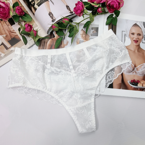 Brazyliany koronkowe z siateczką wysoki stan Gracjana No.2 ecru 3