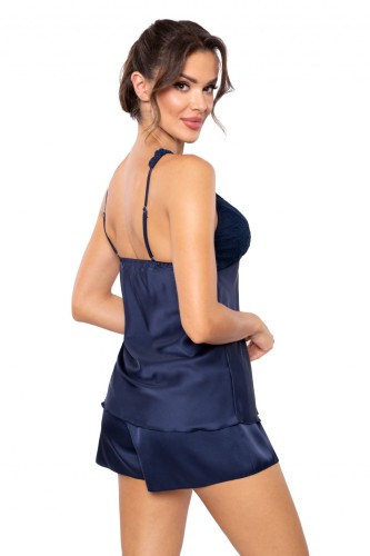 Donna Piżama damska satynowa MARI 1/2 dark blue 2