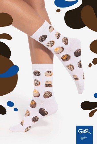 Gatta Skarpetki bawełniane motyw czekoladowy WEDEL bianco.wz 01 1
