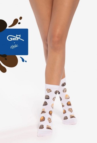 Gatta Skarpetki bawełniane motyw czekoladowy WEDEL bianco.wz 01 2