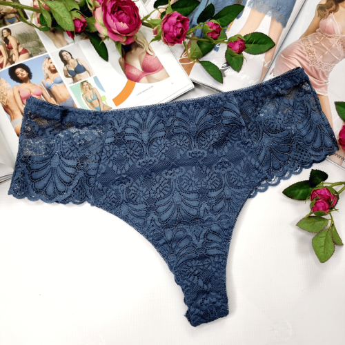 Stringi koronkowe z wysokim stanem Francesca granatowy 1