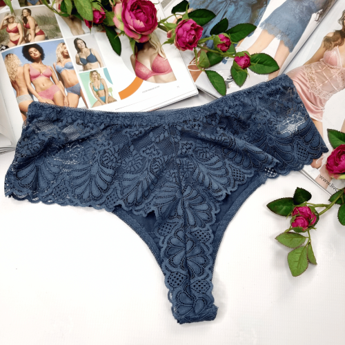 Stringi koronkowe z wysokim stanem Francesca granatowy 4