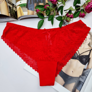  Brazyliany  z haftowanego tiulu ROZALIA No.2 czerwony