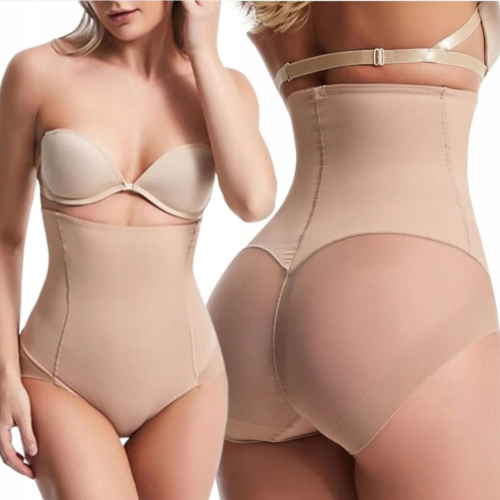 Majtki wyszczuplające brzuch bezszwowe wysoki stan Kleopatra cielisty 1