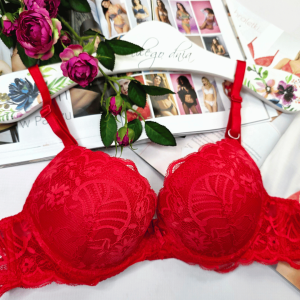 Biustonosz koronkowy push-up łapka LIDIA czerwony