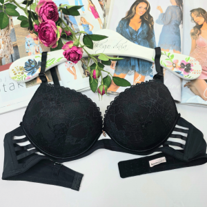 Biustonosz koronkowy push-up łapka DALIA czarny