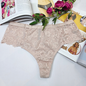 Stringi koronkowe wysoki stan plus size CAMERON cielisty