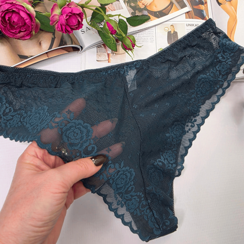 Brazyliany z elastycznej siateczki wysoki stan plus size MARGOT butelkowa zieleń 2