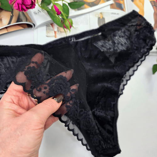 Brazyliany z elastycznej siateczki wysoki stan plus size MARGOT czarny 2