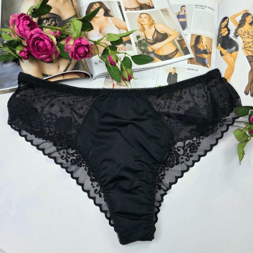 Brazyliany z elastycznej siateczki wysoki stan plus size MARGOT czarny 1