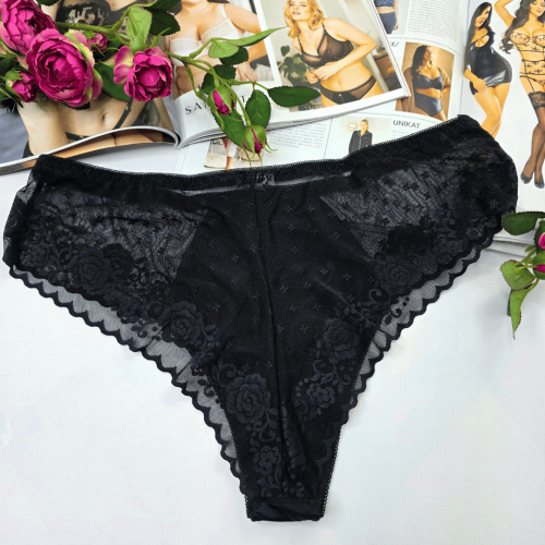 Brazyliany z elastycznej siateczki wysoki stan plus size MARGOT czarny 3