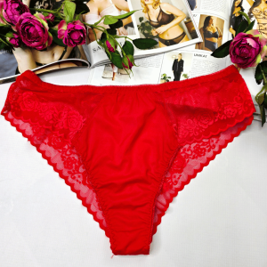 Brazyliany z elastycznej siateczki wysoki stan plus size MARGOT czerwony