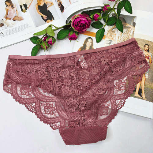 Majtki koronkowe z ozdobnymi paseczkami BIANKA wrzosowy  3