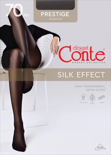 Conte Rajstopy z efektem delikatnego jedwabiu PRESTIGE SILK EFFECT 70 DEN R.2-4 nero 1