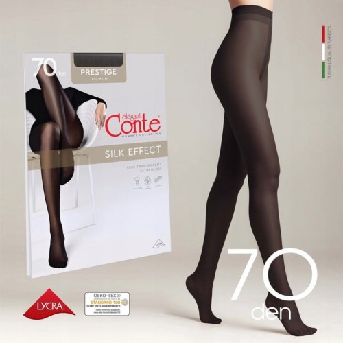 Conte Rajstopy z efektem delikatnego jedwabiu PRESTIGE SILK EFFECT 70 DEN R.2-4 nero 7