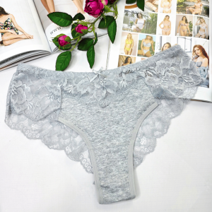 Brazyliany bawełniane z koronką ADRIANNA szary