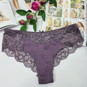 Brazyliany bawełniane z koronką ADRIANNA wrzosowy