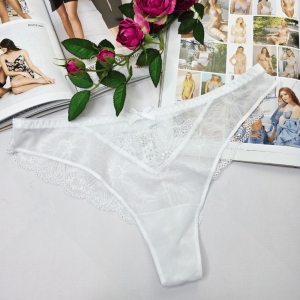 Brazyliany z transparentnej  siateczki i koronki ELEONORA biały