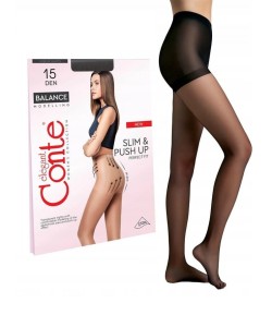 Conte Rajstopy modelujące brzuch z efektem push-up pośladków BALANCE 15 DEN  nero