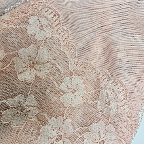 Stringi koronkowe z siateczką wysoki stan plus size ANGELINA pudrowy róż 4