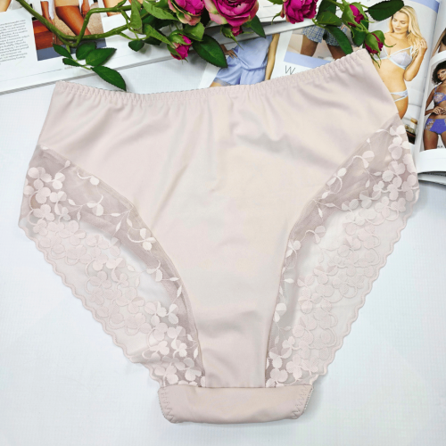 Majtki koronkowe premium wysoki stan plus size APOLONIA pudrowy różowy 2