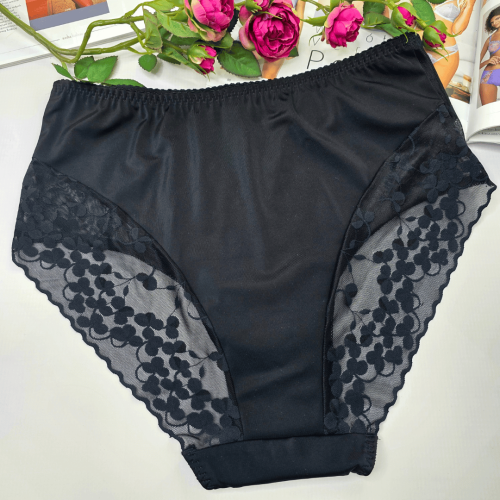 Majtki koronkowe premium wysoki stan plus size APOLONIA czarny 2