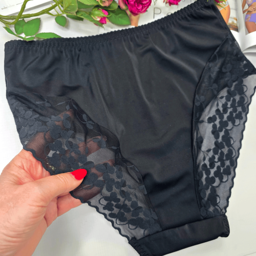 Majtki koronkowe premium wysoki stan plus size APOLONIA czarny 3
