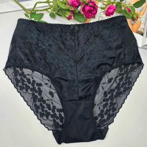 Majtki koronkowe premium wysoki stan plus size APOLONIA czarny