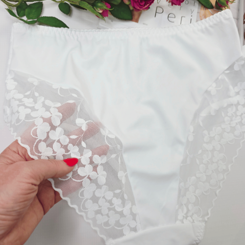 Majtki koronkowe premium wysoki stan plus size APOLONIA biały 3