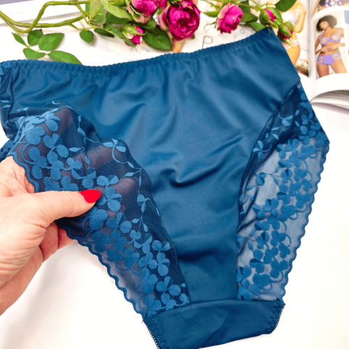 Majtki koronkowe premium wysoki stan plus size APOLONIA butelkowa zieleń 3