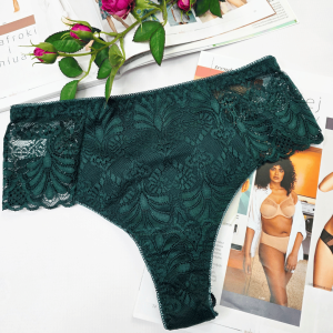 Stringi koronkowe z wysokim stanem Francesca butelkowa zieleń