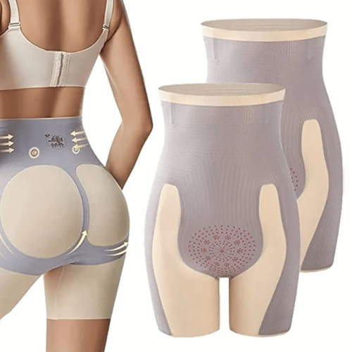 Majtki wyszczuplające z nogawkami wysoki stan z efektem uwydatnienia pośladków i fiszbinami przeciw rolowaniu GAJA cielisty 1