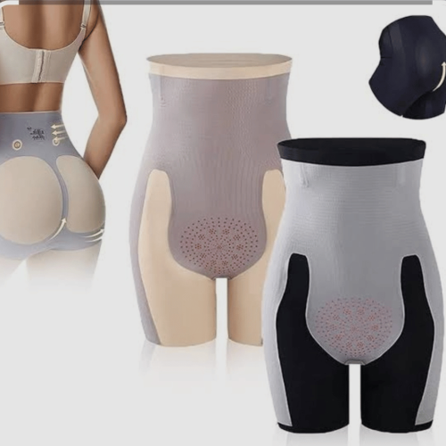 Majtki wyszczuplające z nogawkami wysoki stan z efektem uwydatnienia pośladków i fiszbinami przeciw rolowaniu GAJA cielisty 4